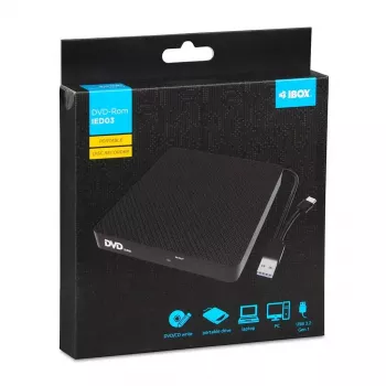 Unità ottica IBOX IED03 DVD±RW USB 3.1 Gen1 (USB-C) nero, vassoio, 24x CD / 8x DVD