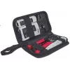 Kit di attrezzi per rete INTELLINET 4 pezzi — attrezzo per inserimento, pinza crimpatrice, tester per cavi di rete, nero