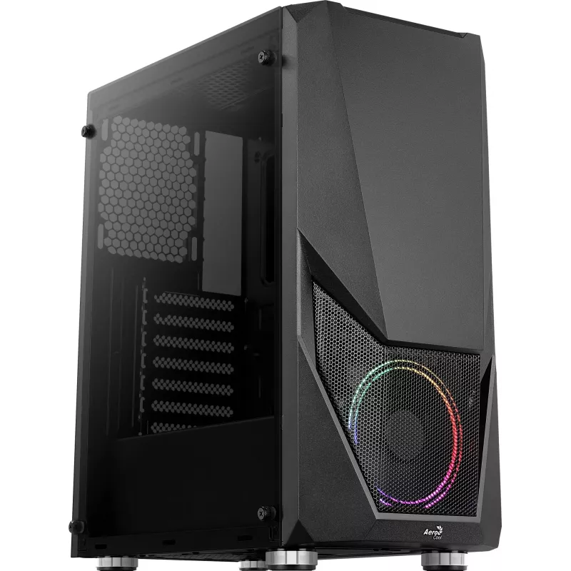 Aerocool PGS Zauron FRGB-G-BK-v1 case per PC gaming Midi Tower, ATX/micro-ATX/Mini-ITX, vetro temperato, FRGB, nero
