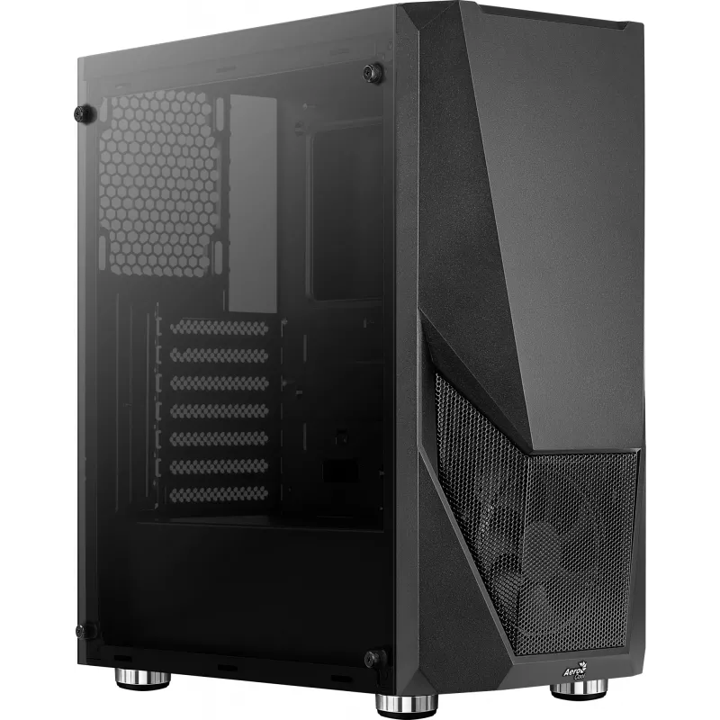 Aerocool PGS Zauron FRGB-G-BK-v1 case per PC gaming Midi Tower, ATX/micro-ATX/Mini-ITX, vetro temperato, FRGB, nero