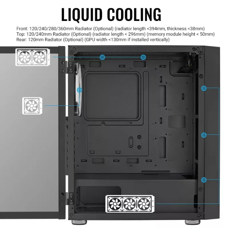 Aerocool PGS Graphite-G-BK-v2 FRGB case per PC Midi Tower, ATX, nero
