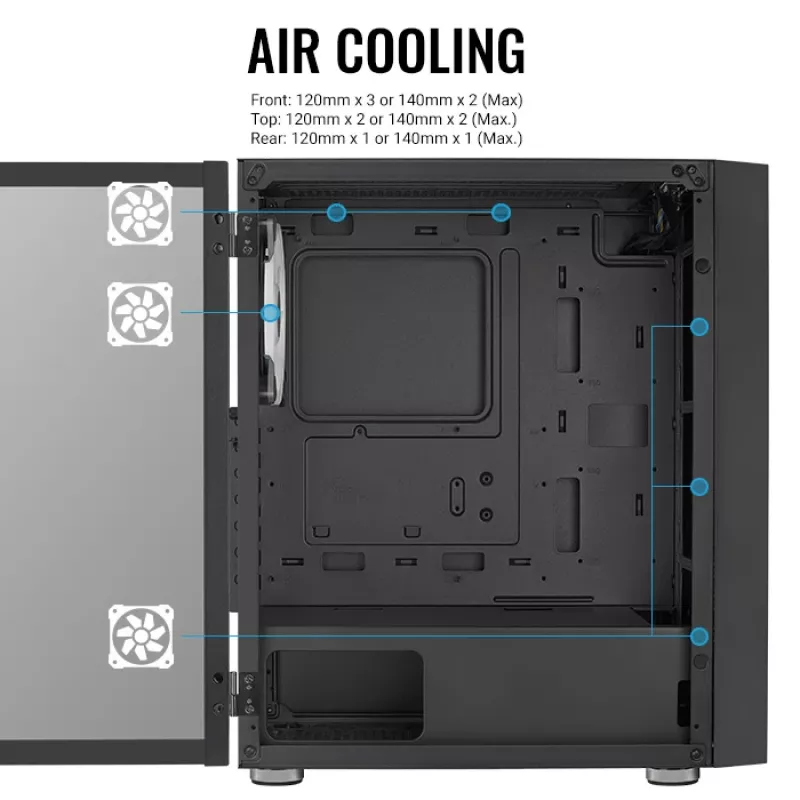 Aerocool PGS Graphite-G-BK-v2 FRGB case per PC Midi Tower, ATX, nero