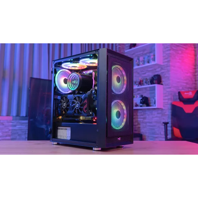 Aerocool PGS Graphite-G-BK-v2 FRGB case per PC Midi Tower, ATX, nero