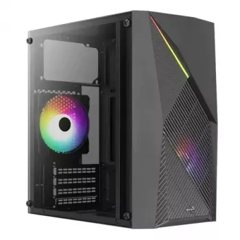 Case PC AEROCOOL Raider Mini G V3 Mini-ITX / microATX, nero, finestra laterale, LED verde, GPU max 285 mm, dissipatore CPU 159 mm
