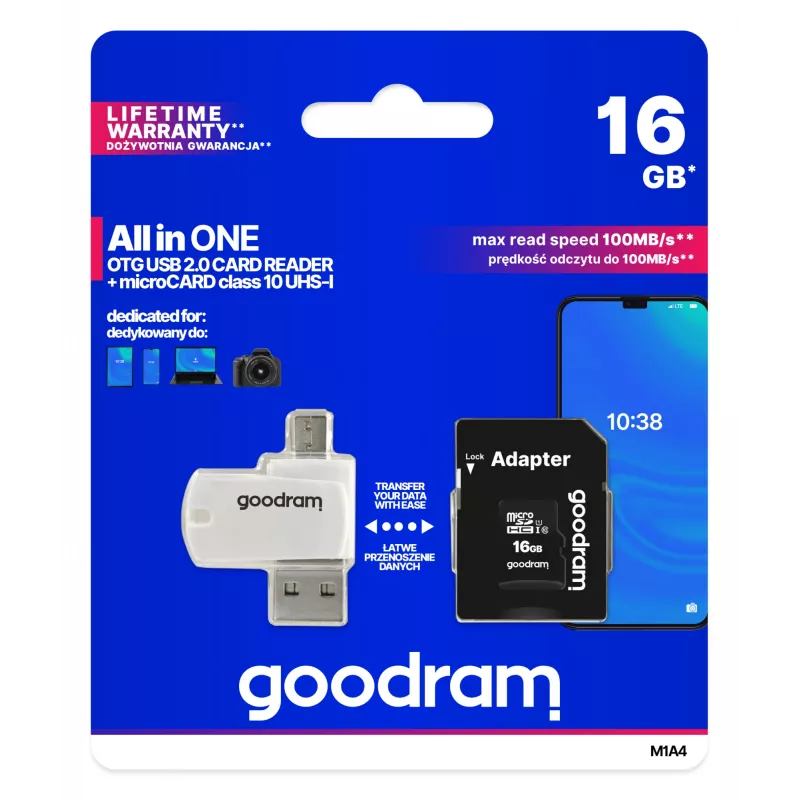 Goodram M1A4 All in One 16 GB MicroSDHC UHS-I Classe 10