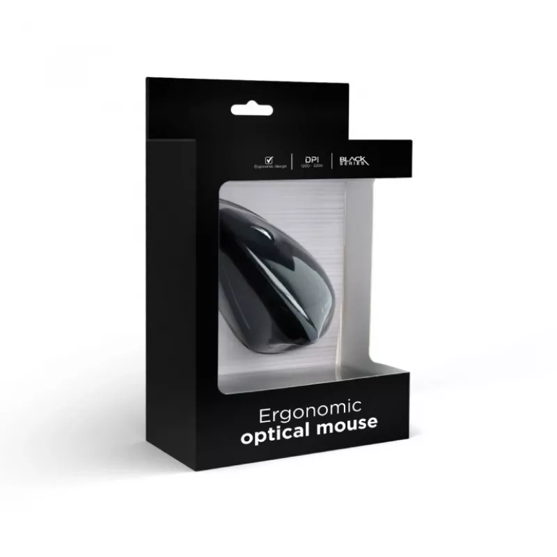 GEMBIRD mouse ottico MUS-ERGO-01 - ergonomico, 6 tasti, rotella, USB, nero