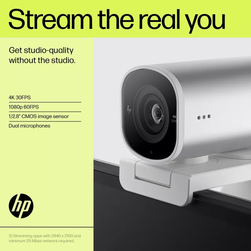 HP 960 Webcam streaming 4K, 8 MP, 3840 x 2160 pixel, 4K Ultra HD, 30 fps, 5x, Home