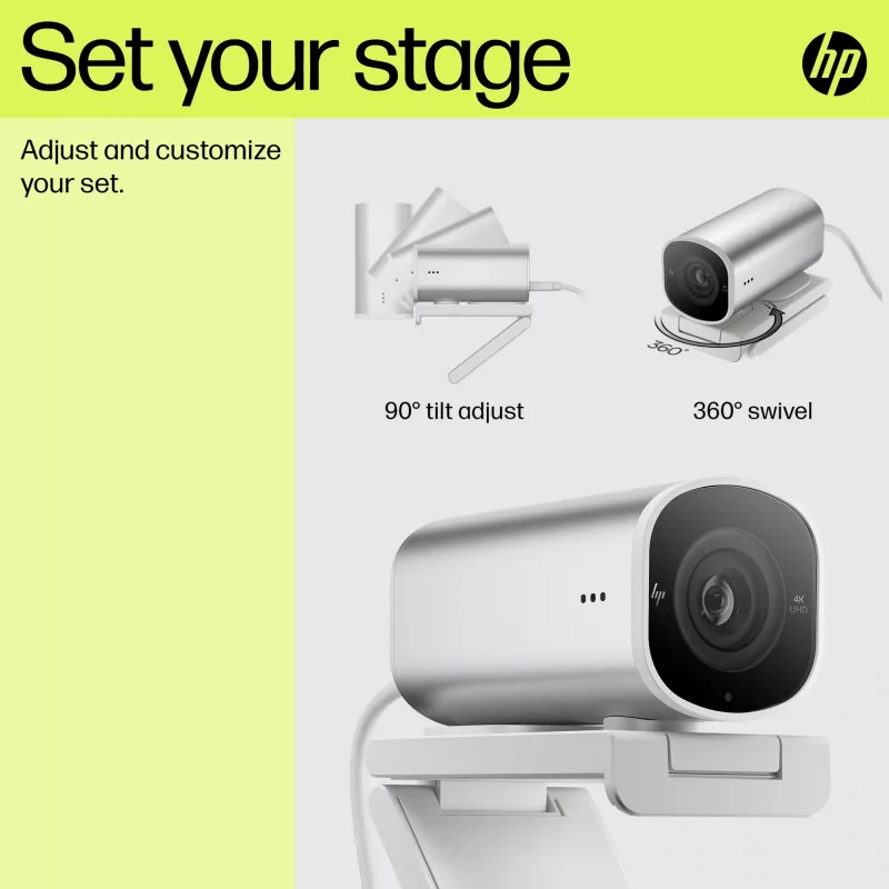 HP 960 Webcam streaming 4K, 8 MP, 3840 x 2160 pixel, 4K Ultra HD, 30 fps, 5x, Home