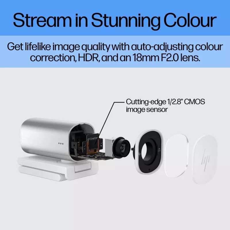 HP 960 Webcam streaming 4K, 8 MP, 3840 x 2160 pixel, 4K Ultra HD, 30 fps, 5x, Home
