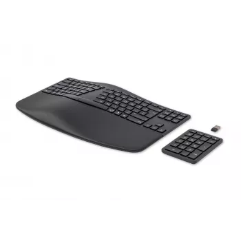 HP 960 Tastiera ergonomica wireless, formato completo (100%), wireless, RF wireless + Bluetooth, a membrana, QWERTZ, nera