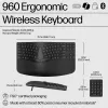 HP 960 Tastiera ergonomica wireless, formato completo (100%), wireless, RF wireless + Bluetooth, a membrana, QWERTZ, nera