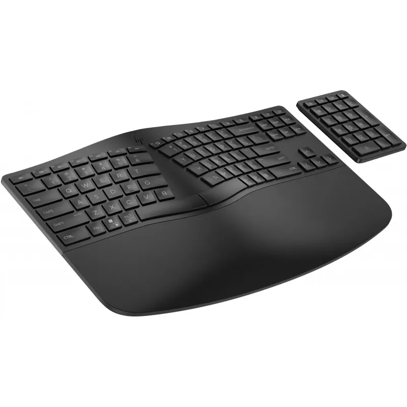 HP 965 Tastiera ergonomica wireless, formato completo (100%), wireless, RF wireless + Bluetooth, a membrana, QWERTY, nera