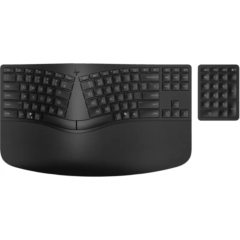 HP 965 Tastiera ergonomica wireless, formato completo (100%), wireless, RF wireless + Bluetooth, a membrana, QWERTY, nera