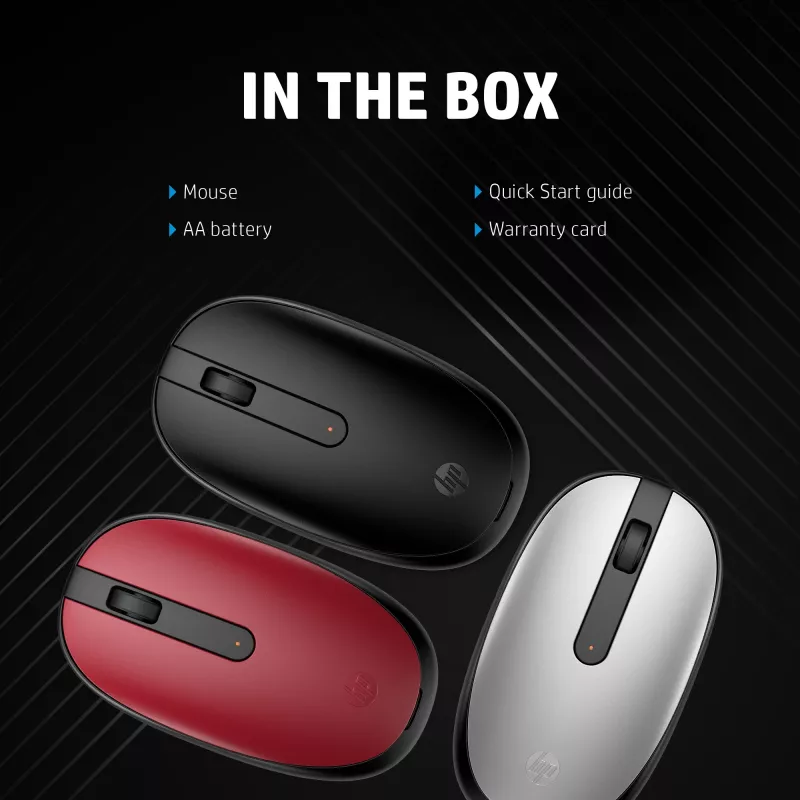 HP 240 Pike Silver Mouse Bluetooth, ambidestro, ottico, Bluetooth, 1600 DPI, argento