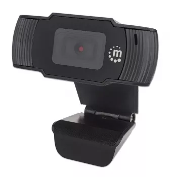 Manhattan Webcam USB, due megapixel (prezzo speciale), 1080p Full HD, USB-A, microfono integrato, base a clip regolabile, 30 fotogrammi al secondo, nero, tre anni di garanzia, scatola