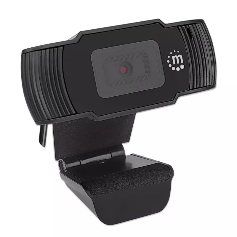 Manhattan Webcam USB, due megapixel (prezzo speciale), 1080p Full HD, USB-A, microfono integrato, base a clip regolabile, 30 fotogrammi al secondo, nero, tre anni di garanzia, scatola