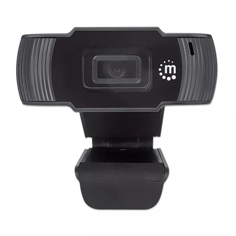 Manhattan Webcam USB, due megapixel (prezzo speciale), 1080p Full HD, USB-A, microfono integrato, base a clip regolabile, 30 fotogrammi al secondo, nero, tre anni di garanzia, scatola