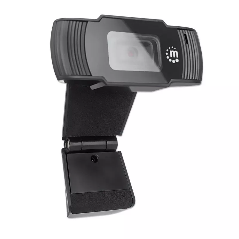 Manhattan Webcam USB, due megapixel (prezzo speciale), 1080p Full HD, USB-A, microfono integrato, base a clip regolabile, 30 fotogrammi al secondo, nero, tre anni di garanzia, scatola