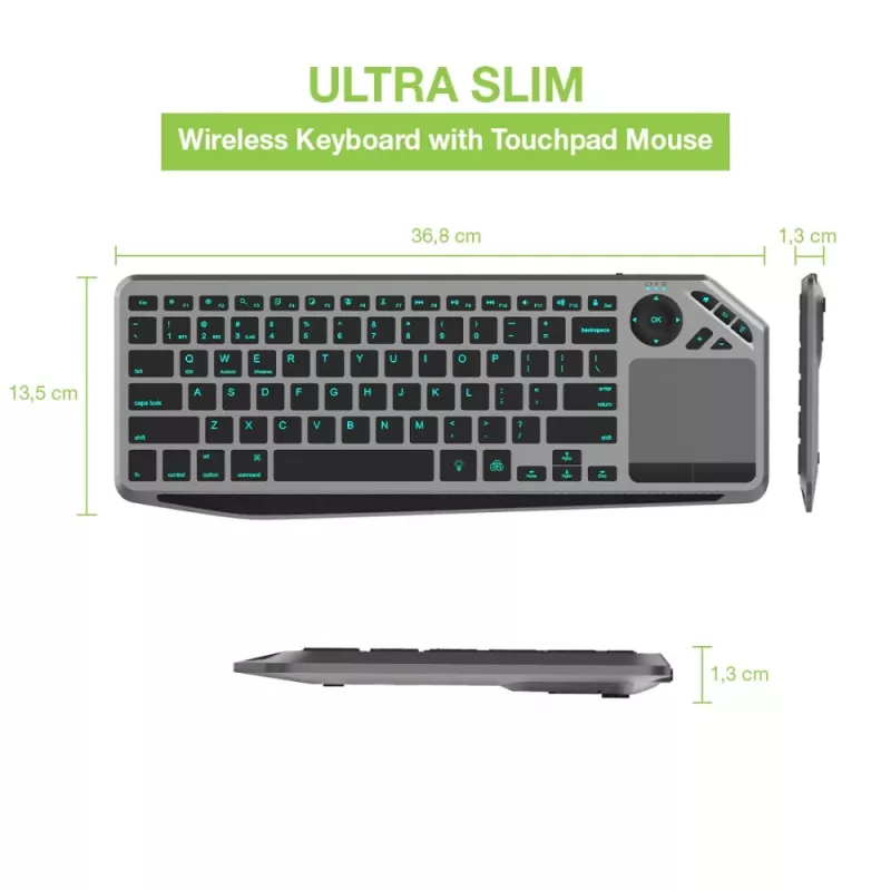 Techly ICTB9801TB Tastiera universale RF wireless + Bluetooth QWERTY US English nero