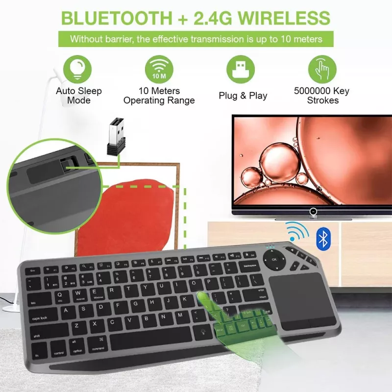 Techly ICTB9801TB Tastiera universale RF wireless + Bluetooth QWERTY US English nero