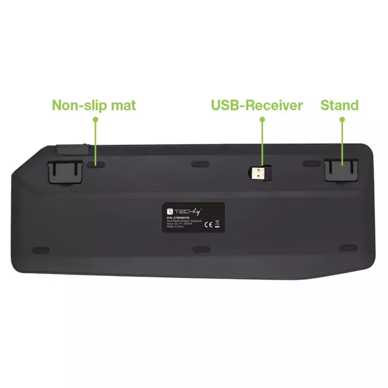 Techly ICTB9801TB Tastiera universale RF wireless + Bluetooth QWERTY US English nero