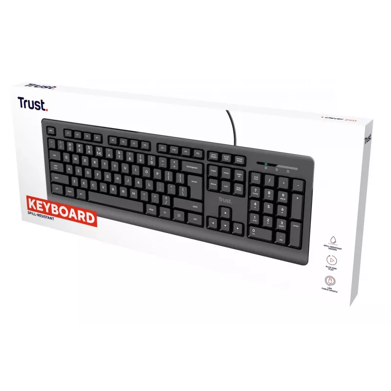 Trust 24639 Tastiera ufficio USB US-inglese nero