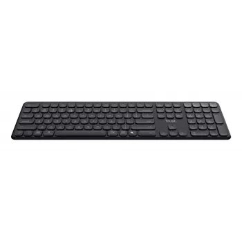 TRUST Vaiya Tastiera universale, USB, RF wireless, Bluetooth – full-size, US-inglese, ricarica USB-C, tasti a forbice, tastierino numerico, nero