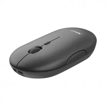 Trust Puck Mouse wireless ultra-sottile ricaricabile, ambidestro, ottico, RF wireless + Bluetooth, 1600 DPI, nero