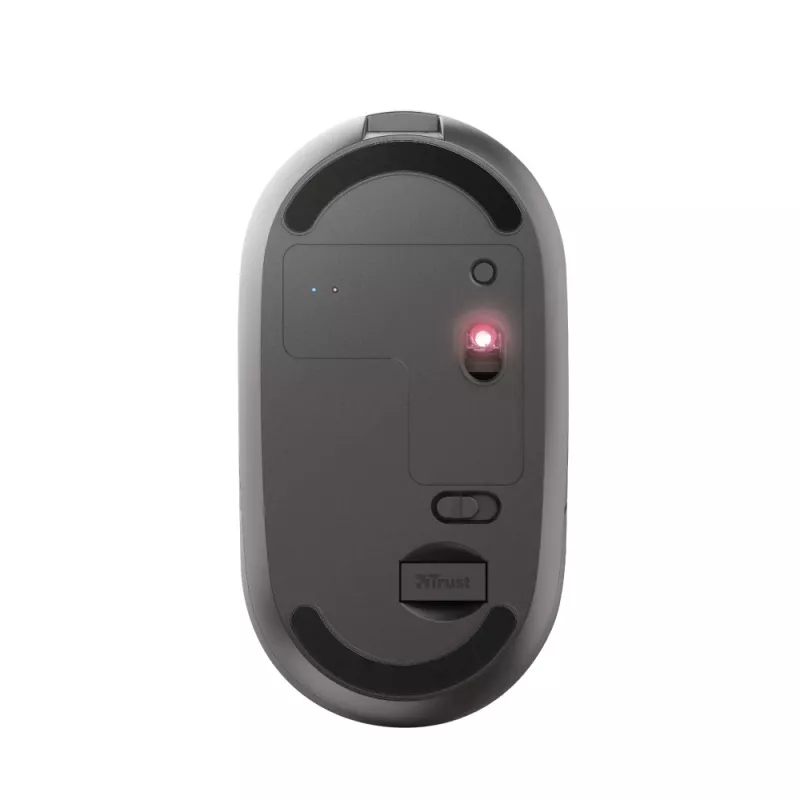 Trust Puck Mouse wireless ultra-sottile ricaricabile, ambidestro, ottico, RF wireless + Bluetooth, 1600 DPI, nero