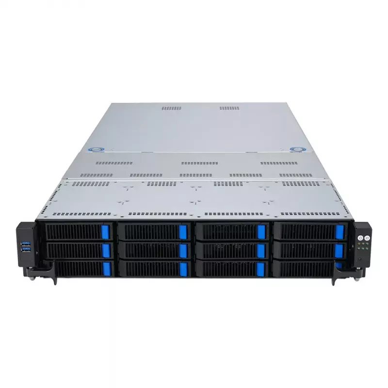 Server rack ASUS RS720A-E12-RS24U 2U socket SP5, supporto 2x CPU, 24 vani da 2,5 pollici, 24 slot DIMM DDR5, alimentatore 2600W, 10GbE