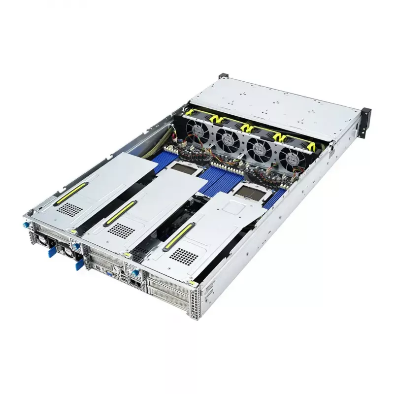 Server rack ASUS RS720A-E12-RS24U 2U socket SP5, supporto 2x CPU, 24 vani da 2,5 pollici, 24 slot DIMM DDR5, alimentatore 2600W, 10GbE