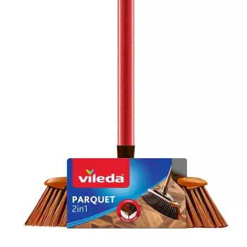 Scopa per interni VILEDA modello 136082 con setole in plastica morbide/dure e manico, bronzo