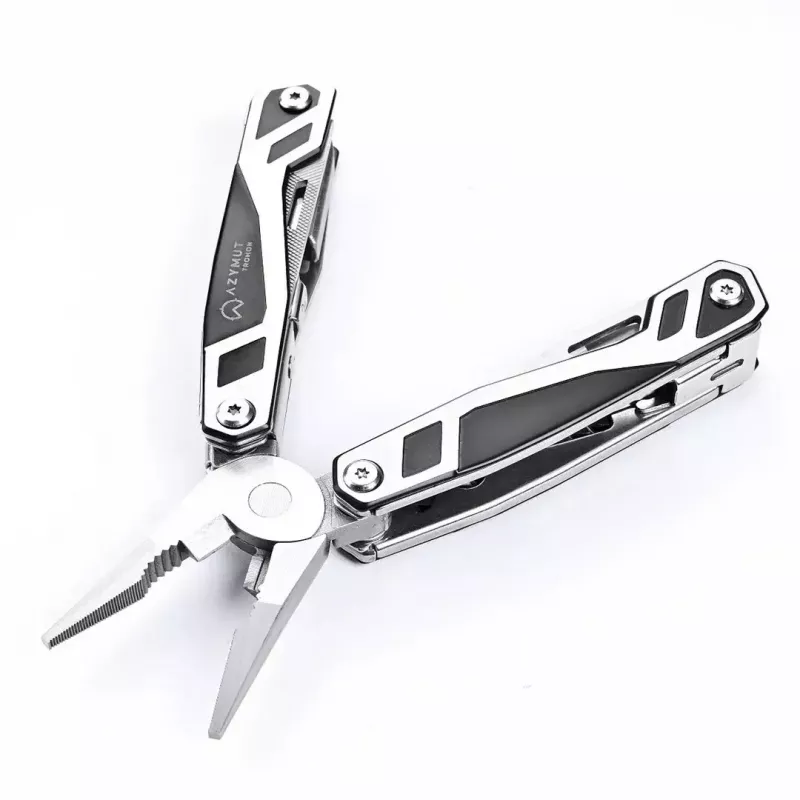 Multitool AZYMUT Trohon H-P2010121 — pinza full-size in acciaio inox con 12 utensili, 8 inserti, chiuso 10,5 cm, 381 g