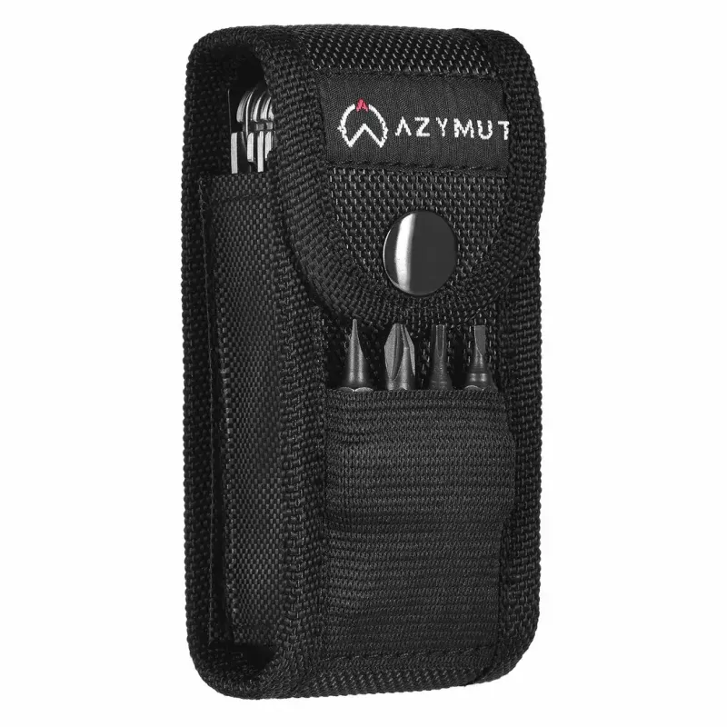 Multitool AZYMUT Trohon H-P2010121 — pinza full-size in acciaio inox con 12 utensili, 8 inserti, chiuso 10,5 cm, 381 g