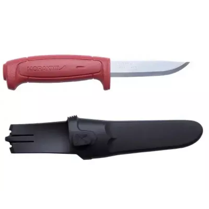 Coltello a lama fissa Mora BASIC 511 — lama in acciaio al carbonio, manico rosso