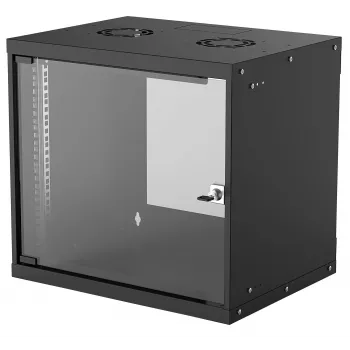 Rack di rete a parete 9U INTELLINET 19 pollici (540×487×400 mm) nero, frontale in vetro, IP20