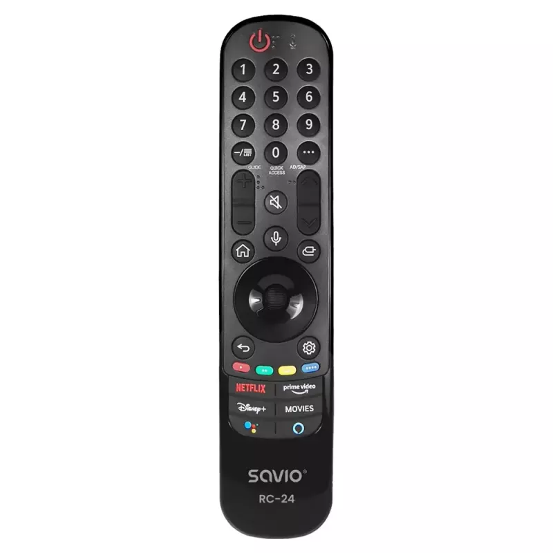 Telecomando SAVIO RC-24 IR wireless universale per TV, nero, a pulsanti, portata 10 m, supporta 1 dispositivo