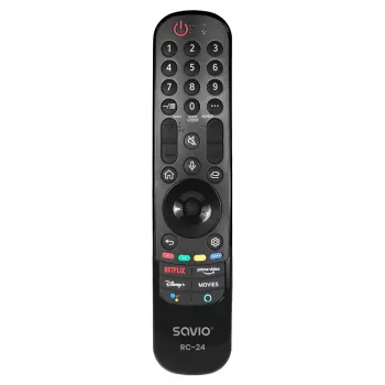 Telecomando SAVIO RC-24 IR wireless universale per TV, nero, a pulsanti, portata 10 m, supporta 1 dispositivo