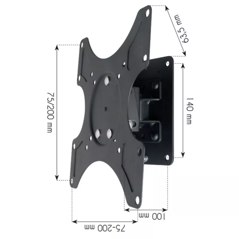 Supporto a parete Techly 19-37 inch per TV LED-LCD, inclinabile, orientabile a 1 braccio, nero ICA-LCD 2900B