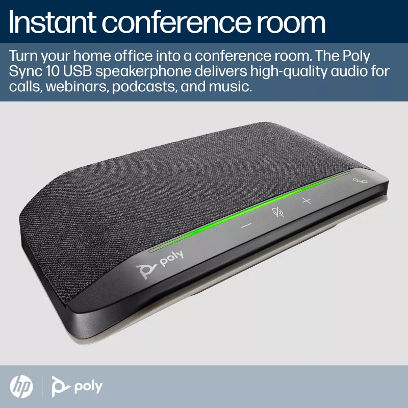 HP Poly Sync 10 diffusore + cavo USB-A a USB-C, PC, nero, 0,715 m, Windows 10, Windows 11, MacOS, 100–7800 Hz