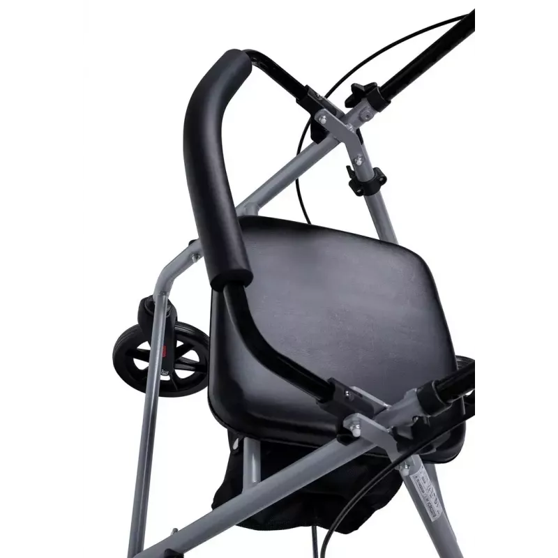 MDH PPC035 deambulatore / rollator con seduta e cestino, alluminio, pieghevole, portata max 136 kg