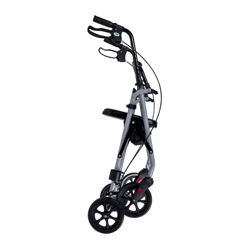 MDH PPC035 deambulatore / rollator con seduta e cestino, alluminio, pieghevole, portata max 136 kg