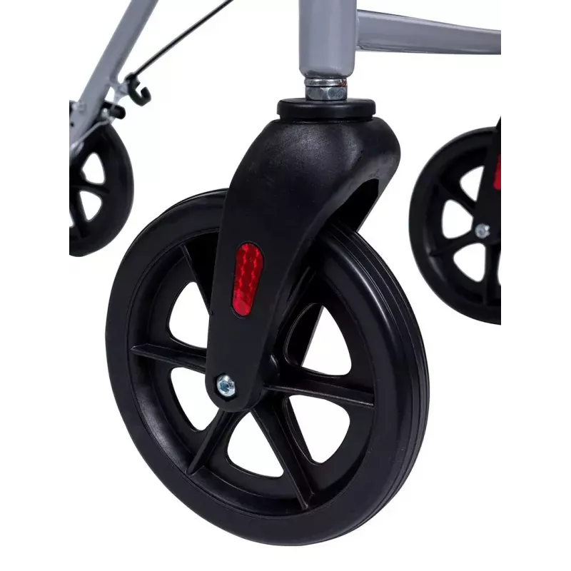 MDH PPC035 deambulatore / rollator con seduta e cestino, alluminio, pieghevole, portata max 136 kg