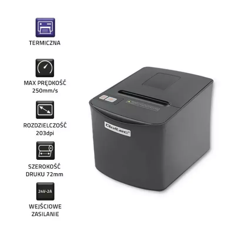 Stampante termica QOLTEC 50256 con interfaccia USB – stampante POS compatta