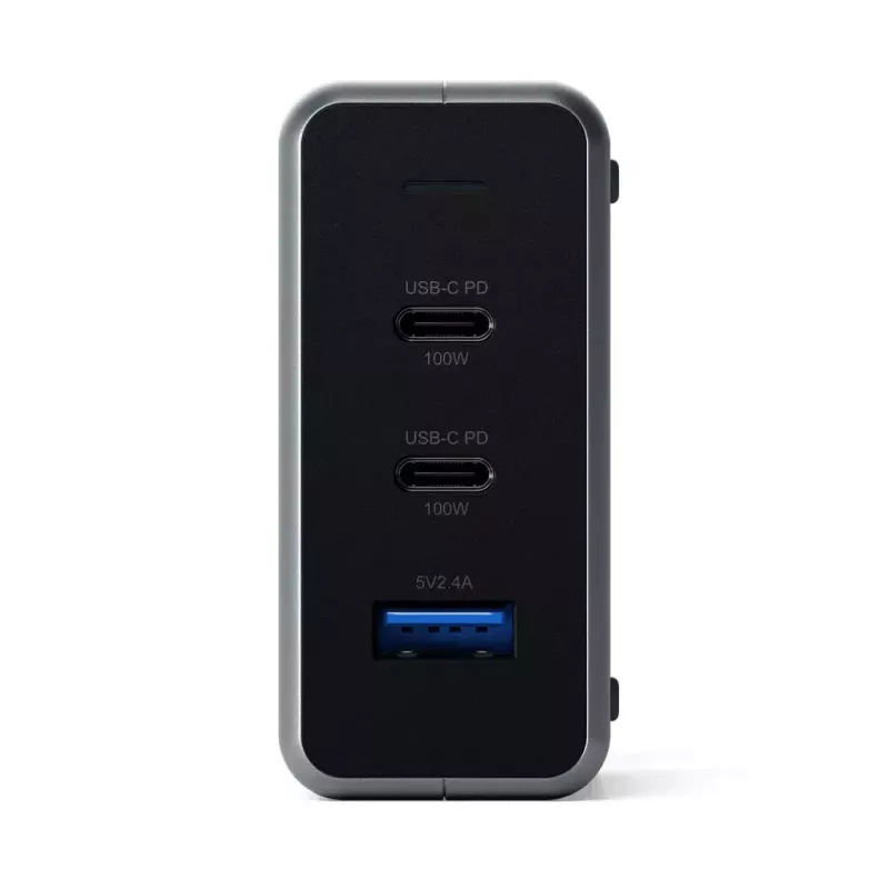 Caricabatterie portatile Satechi ST-TC100GM-EU, 100 W, 2× USB-C, ingresso AC 100–240 V, grigio