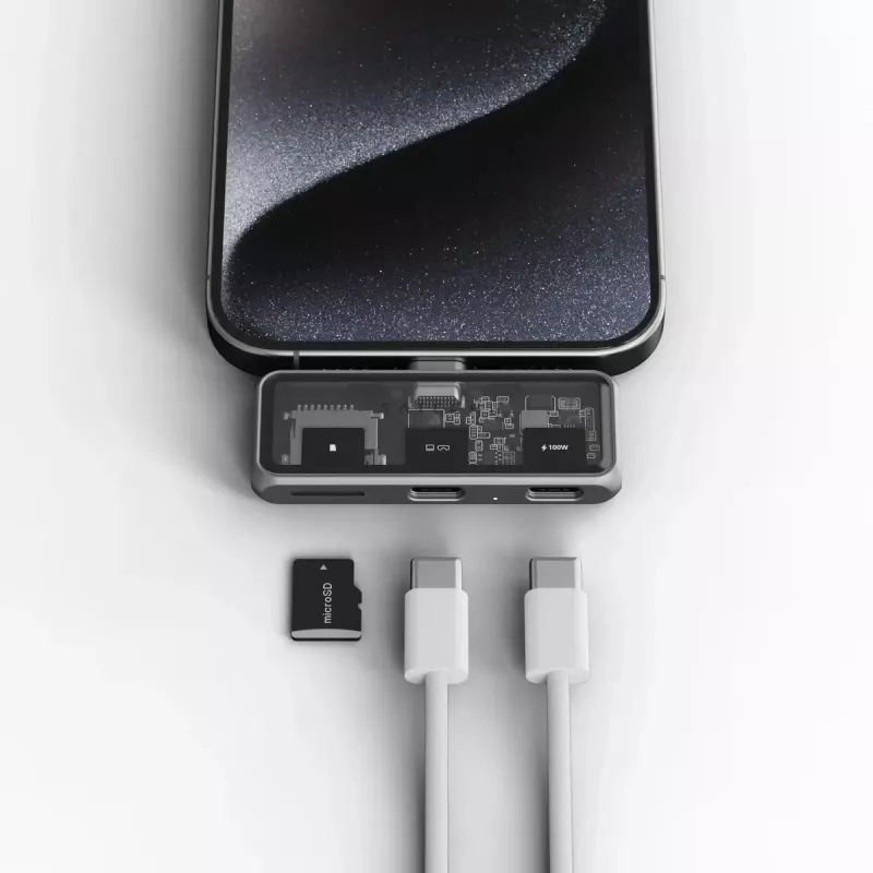 Dock per laptop Satechi ST-HXRSDM — docking USB 3.2 Gen 2 Type-C con 100W PD, lettore MicroSD, grigio