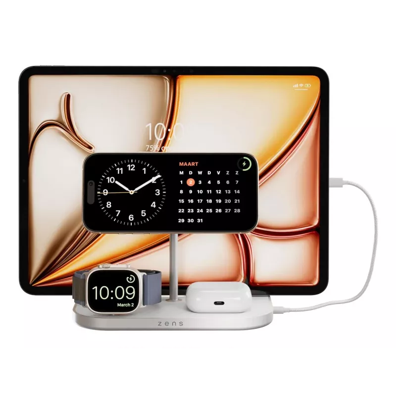 Caricabatterie portatile ZENS ZEDC29W/00 ricarica rapida wireless argento bianco