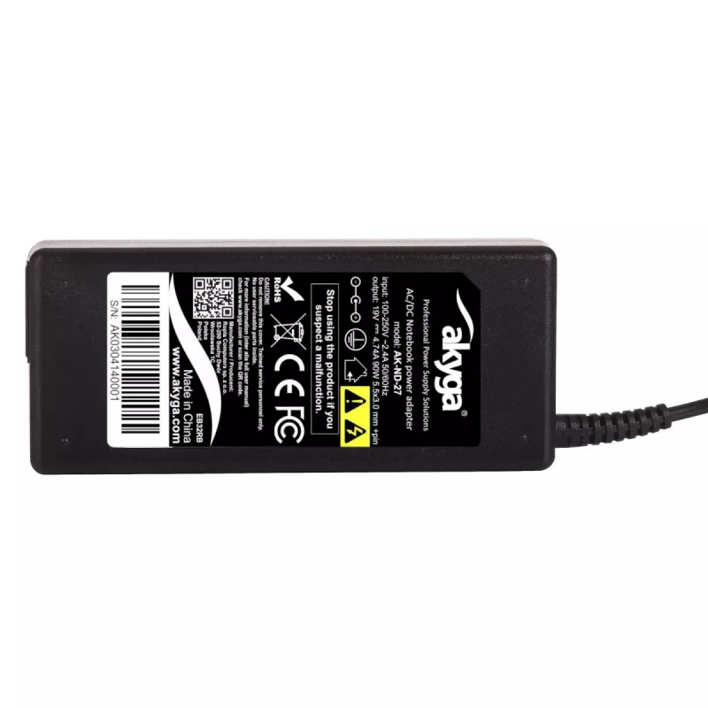 Alimentatore per laptop Akyga AK-ND-27 per Samsung, 90 W, 19 V, 4,74 A, 5,5 x 3,0 mm + pin