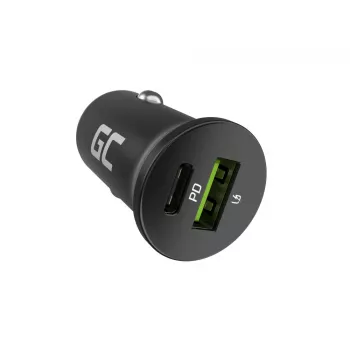 Caricabatterie da auto Green Cell CADM-GC-38AC 38W, 1x USB-C (PD 3.0) + 1x USB-A, corpo in alluminio, nero