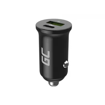Caricabatterie da auto Green Cell CADM-GC-38AC 38W, 1x USB-C (PD 3.0) + 1x USB-A, corpo in alluminio, nero